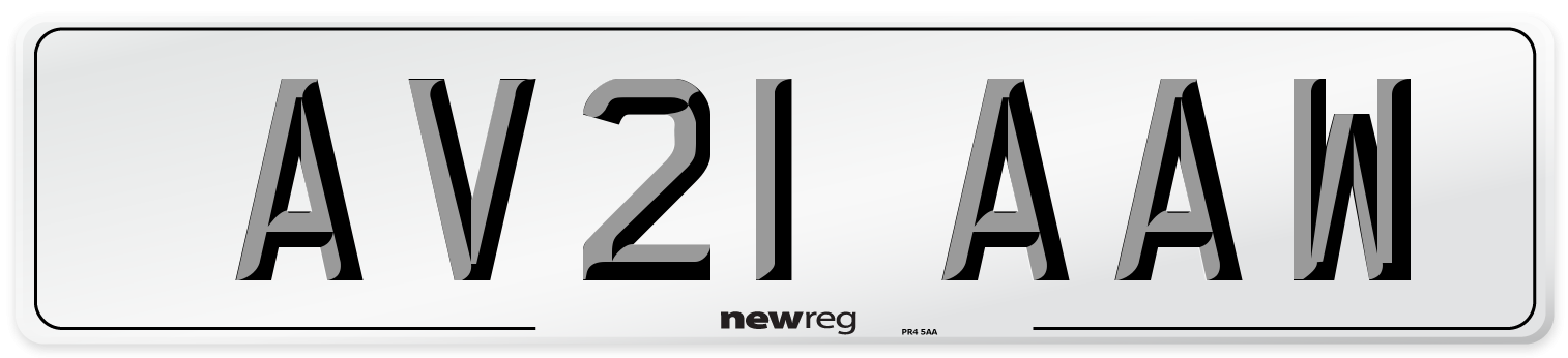 AV21 AAW Number Plate from New Reg